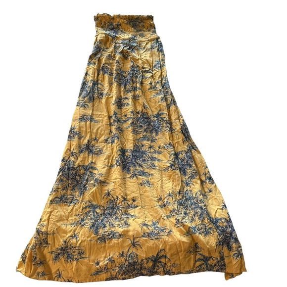 Patrons of Peace women's size small strapless yellow summer dress with 2 slits - Picture 2 of 5